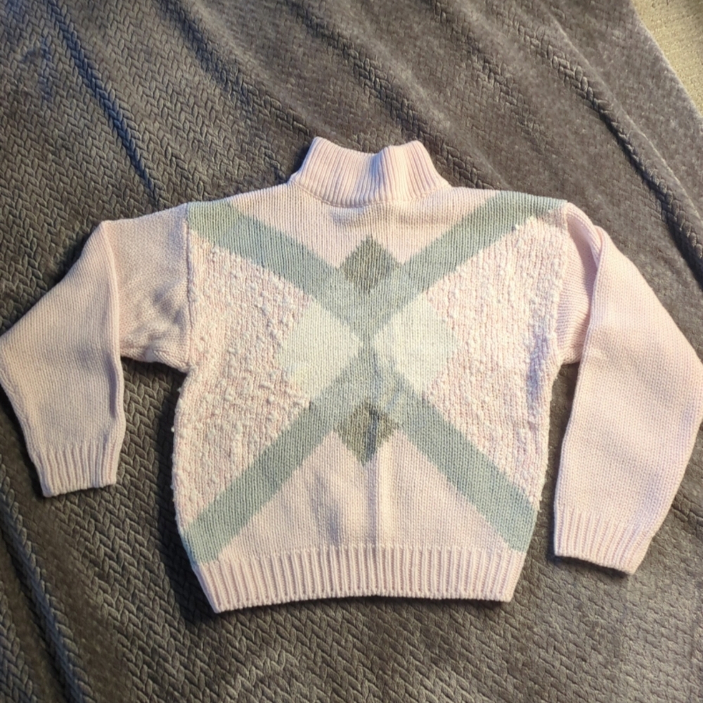 Elegant Pink and Gray Women's Turtleneck Sweater